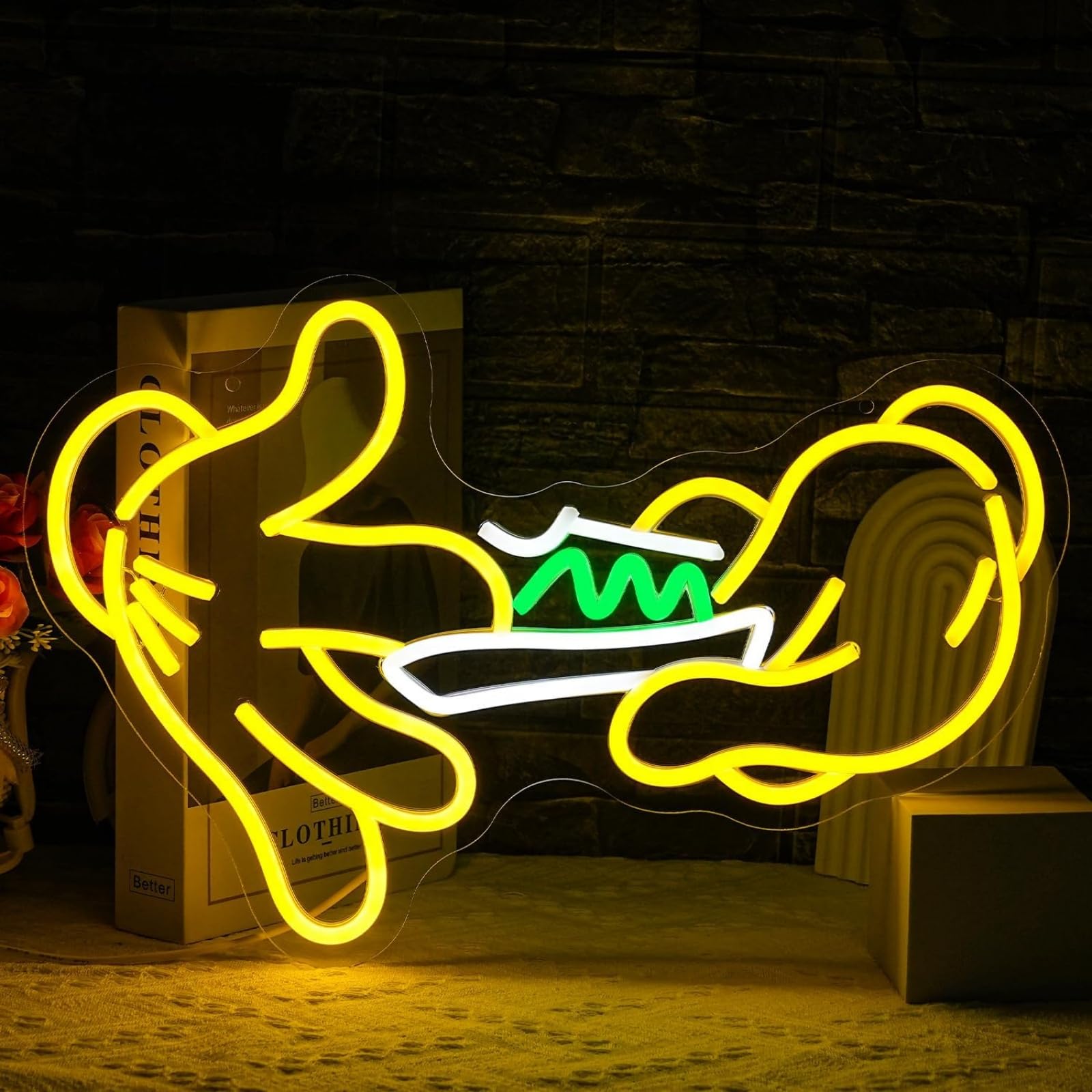 Two Hands LED Neon Sign Dimmable Acrylic Decorative Lamp Light up Sign for Bedroom Living Room Bar Kitchen Party Wedding Art Wall Decor