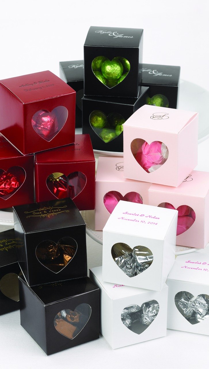 Hortense B. Hewitt Wedding Accessories Heart Window Favor Boxes, 25 Count, Brown Mocha