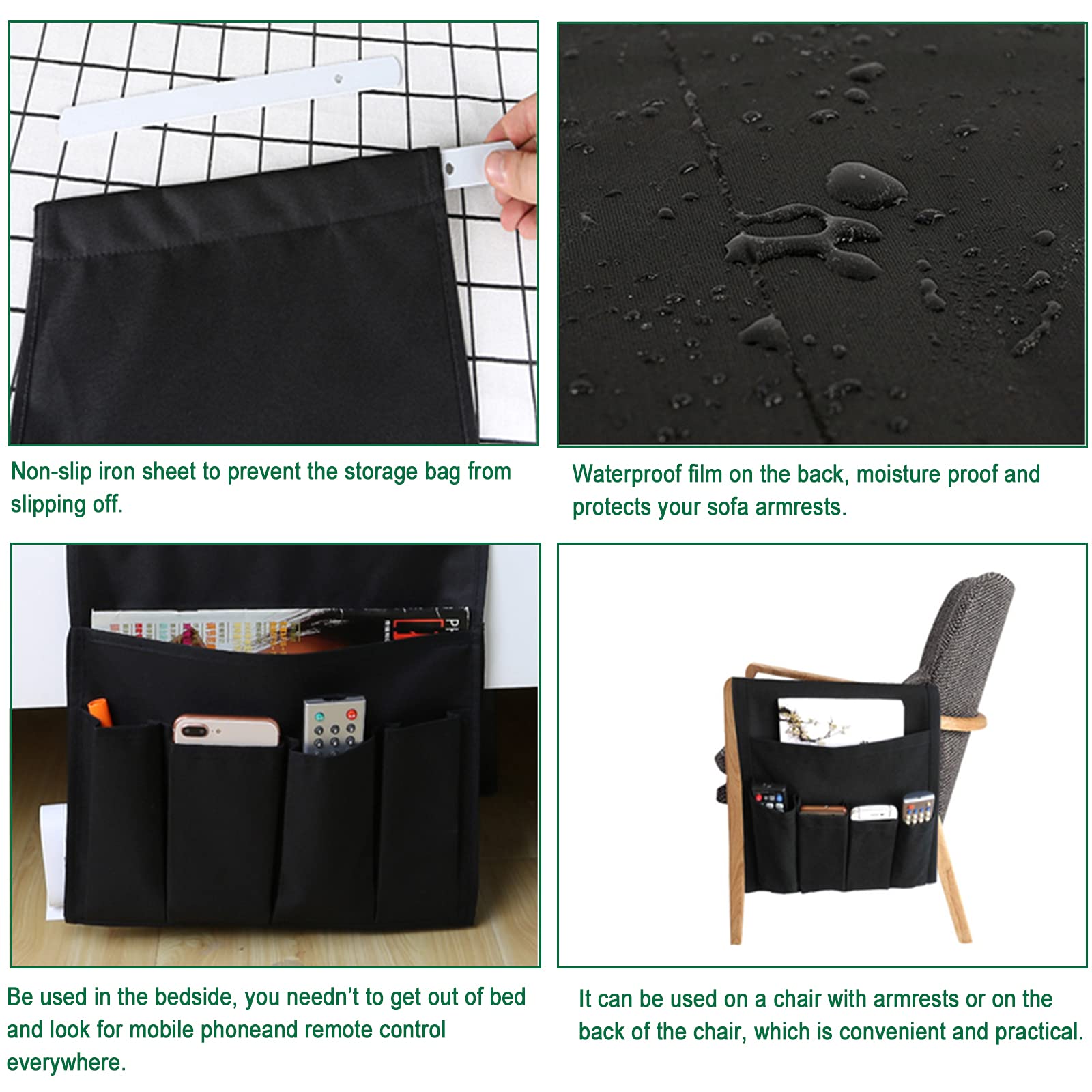 Tohoee Divani Organizzatore Bracciolo Telecomando Portaoggetti Antiscivolo Pieghevole Tasca con 5 Tasche 1 Borsa per Telefoni Libri Riviste Comodino Organizer - Aggiornato Grandi Ispessimento