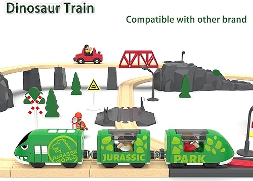 Miniatura 8 de Accesorios de tren de juguete, juego de tren de locomotora a pilas para pistas de madera, juego de tren eléctrico compatible con Thomas & Friends,
