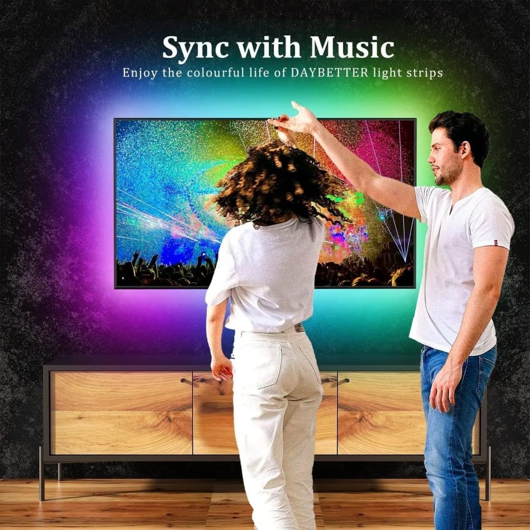 Retroilluminazione TV A LED, Striscia Luminosa A LED per Televisione, Retroilluminazione A LED TV da 6 M USB per TV, Retroilluminazione TV con Controllo App, Music SY con Microfono, Strisc, 1m