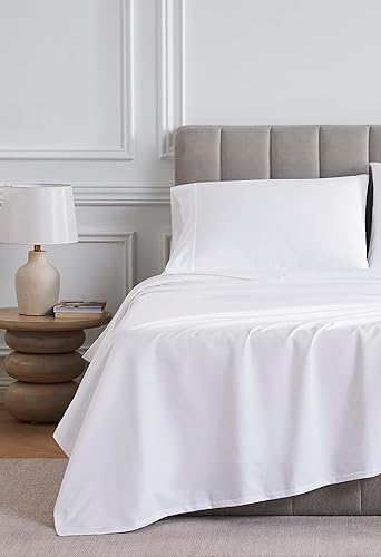 Miniatura 7 de Linen Closet Juego de sábanas de algodón egipcio de 1000 hilos, 4 piezas, tamaño Queen, blanco ártico