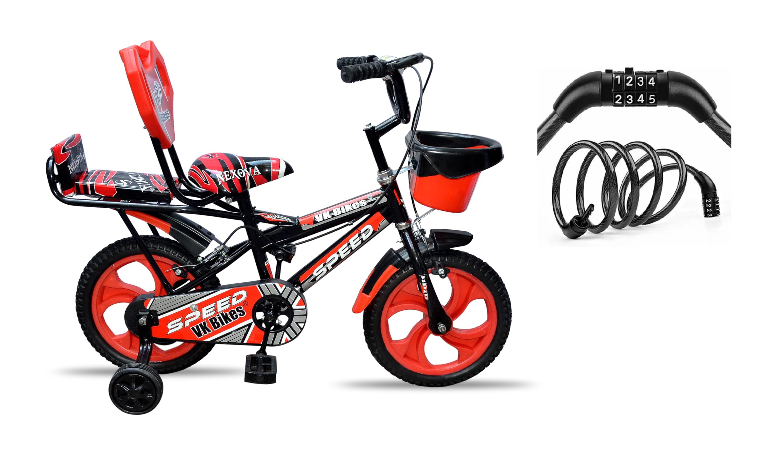 Kaashnic Kids Cycle 14T Double Gaddi (90% Assembled) for Boys and Girls with Cycle Lock (Red)-image-8