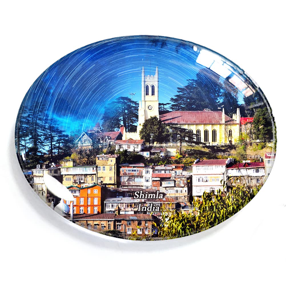 India-2461 Shimla India Magnet Fridge Refrigerator Freezer Magnet Sticker Souvenir Decorations Oval Crystal Magnet Kitchen Whiteboard