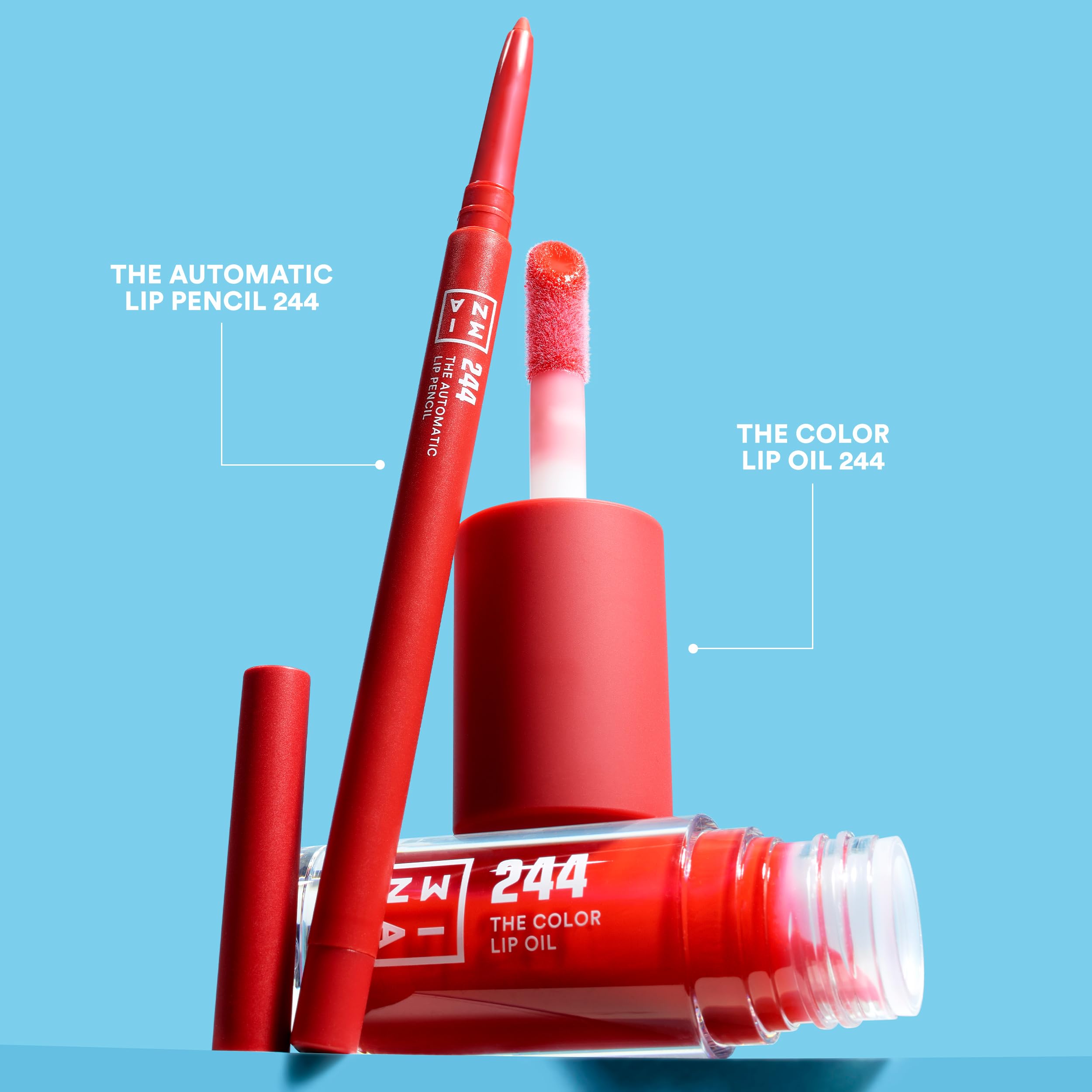 3INA MAKEUP - The Couple Goals Lip Kit - Zestaw do makijażu 3INA - The Color Lip Oil 244 + The Automatic Lip Pencil 244 – Kosmetyki kolorowe – Idealny prezent - Vegan - Cruelty Free