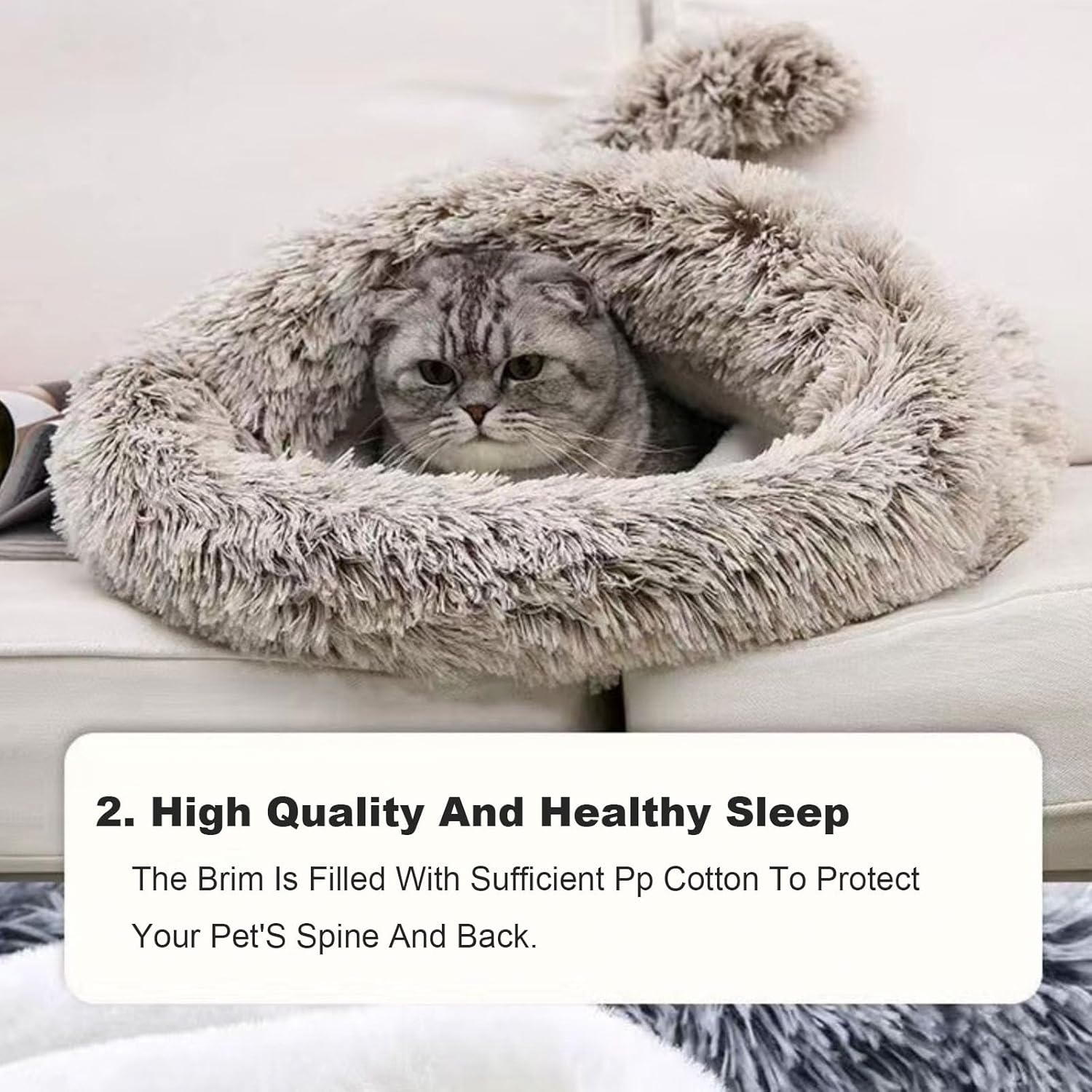 Cat Sleeping Bag Bed, 360° Warm Semienclosed Cat Winter Sleeping Bag Soft Plush Cat Sack Self Warming Cat Cave Bed for Indoor Cats, Cat Hideaways Pet Snuggle Sack for Kitten Puppy (Coffee, 21x17inch)