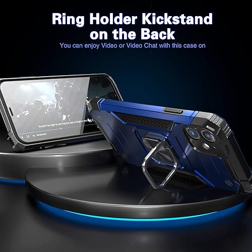 Miniatura 4 de Funda para iPhone 11 con protector de pantalla de vidrio templado, cubierta híbrida de prueba de caídas con soporte para tarjeta de soporte, funda