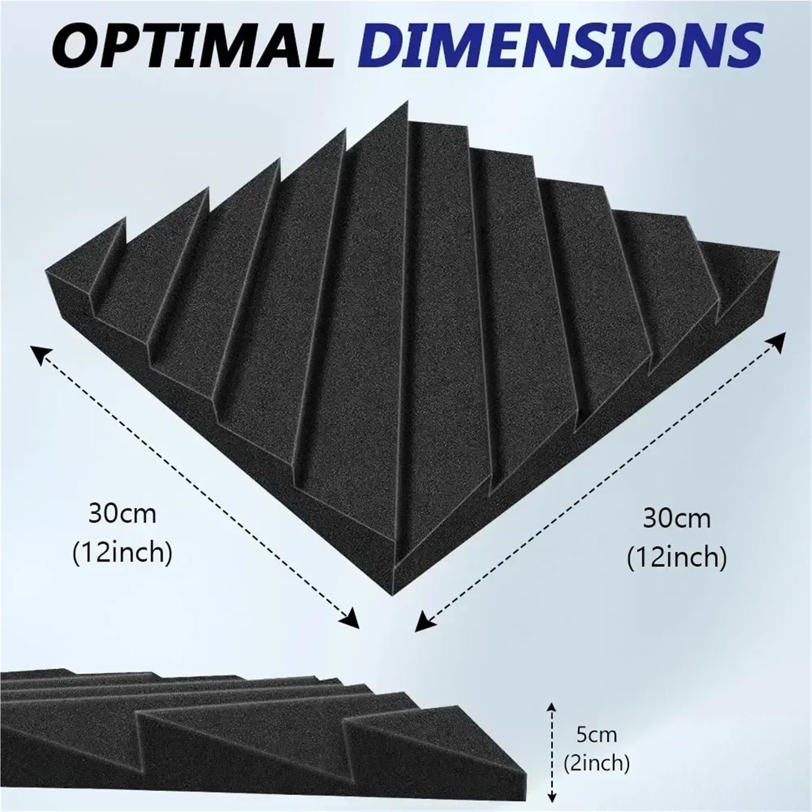 24 Uds. Paneles de tratamiento absorción aislamiento acústico ruido alta densidad espuma insonorizada estudio 30x30x5cm Para amortiguar el sonido(Grey,24 PCS_HIGH DENSITY_2.5CM)