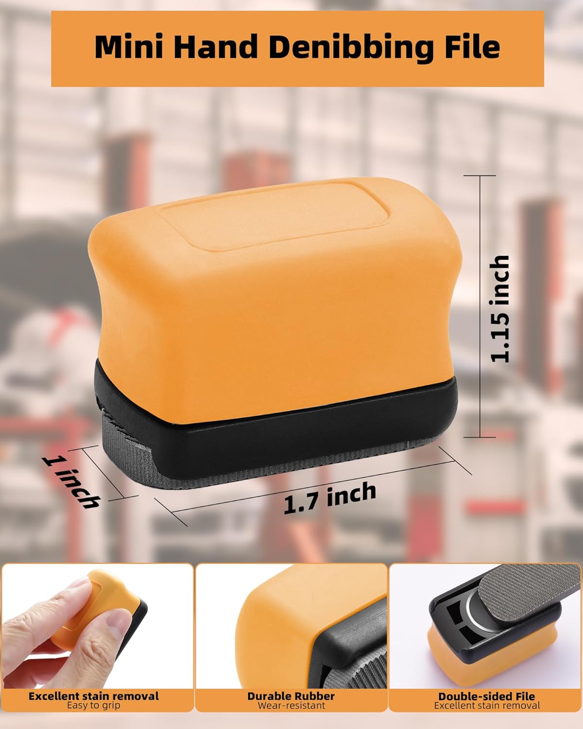 Denibbing File, Paint File Tool for Quick Removal of Paint Imperfections, Two Sided Mini-File Blade for Repairing Paint Retention, Stains on Cars, Drawing Boards (Yellow) - Image 2