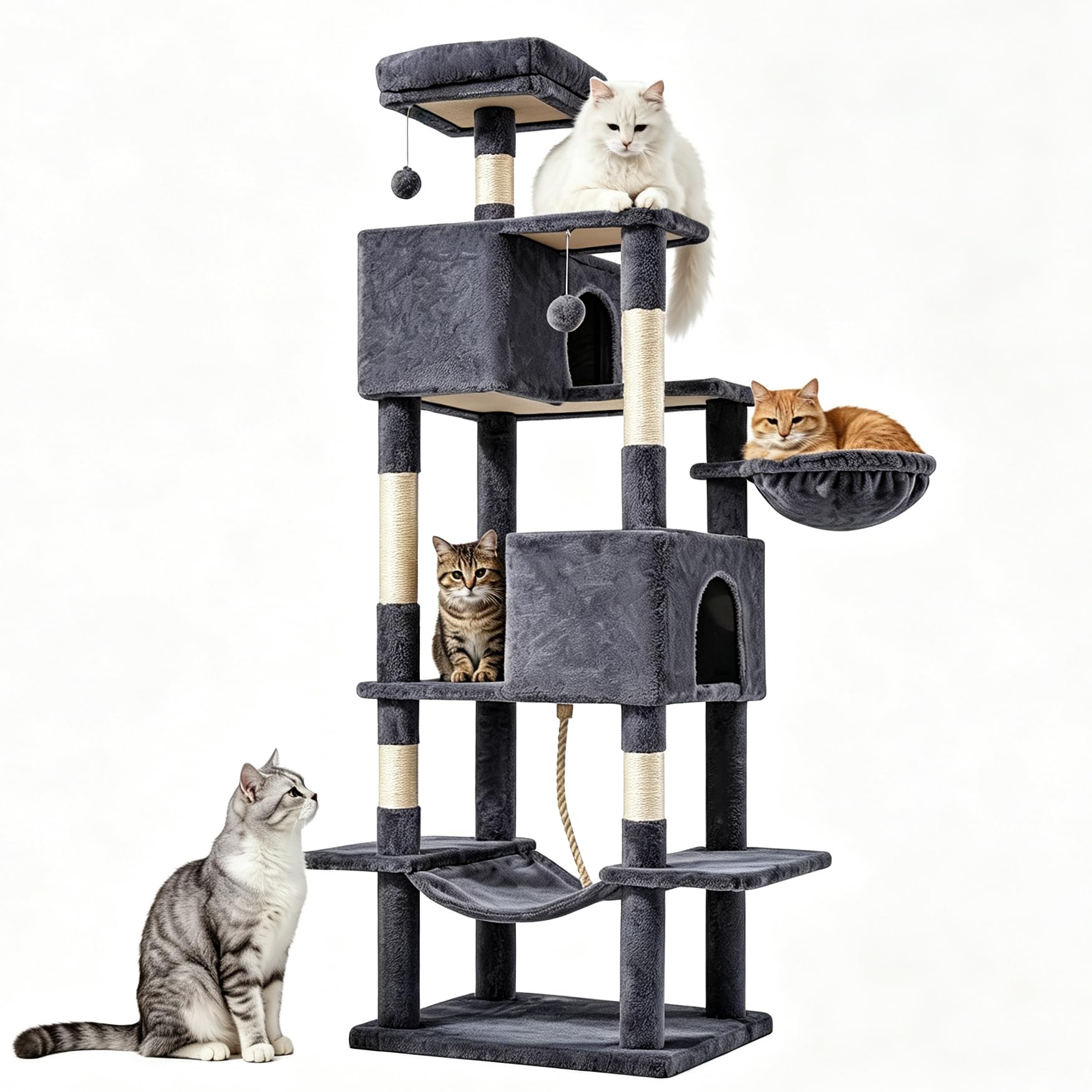 Sweetcrispy 66 Inch Cat Tree Tower for Indoor Cats and Kittens