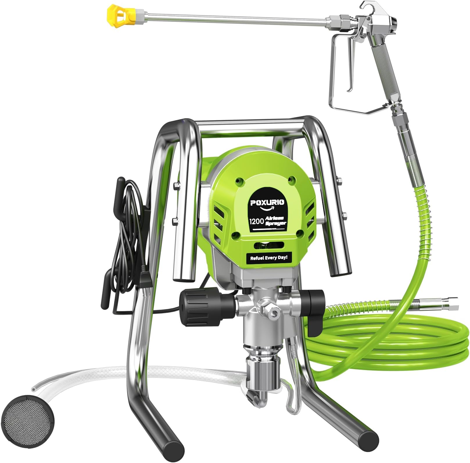 1200W Airless Paint Sprayer, 3300PSI High Efficiency Paint Sprayer Gun, Thinning-Free, with Extension Rod, Stand Airless Sprayer for Home Interior & House Exterior, Green