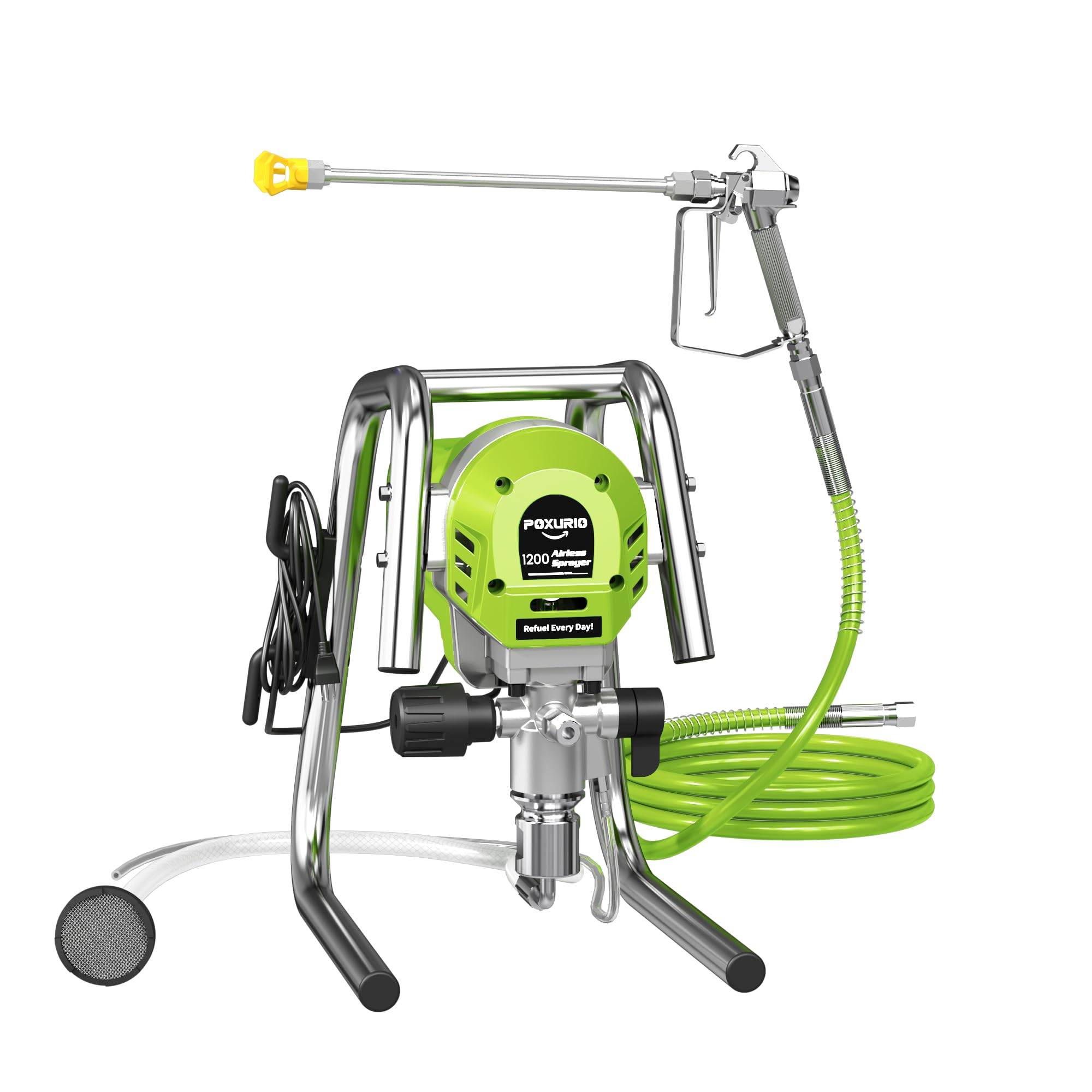 1200W Airless Paint Sprayer, 3300PSI High Efficiency Paint Sprayer Gun, Thinning-Free, with Extension Rod, Stand Airless Sprayer for Home Interior & House Exterior, Green