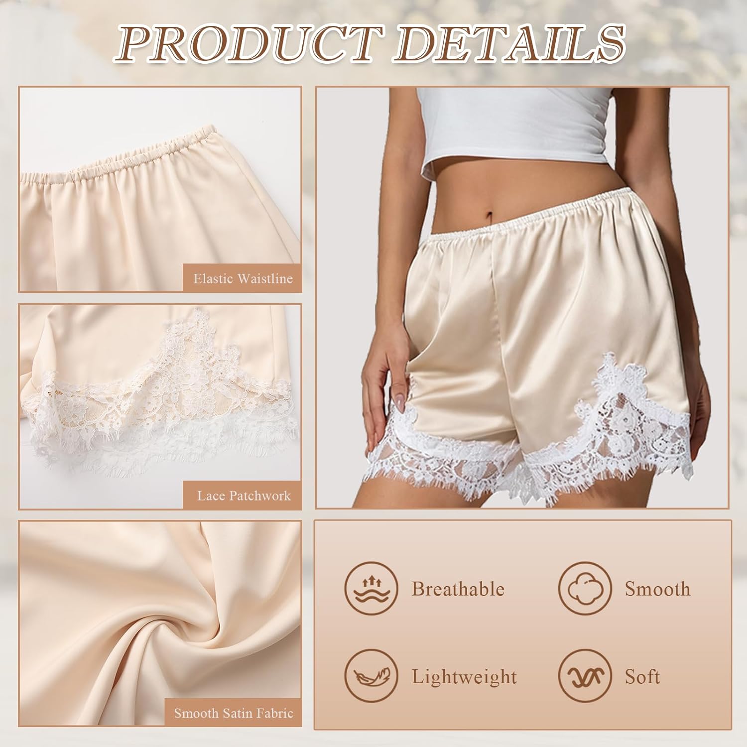 Satin Shorts for Women Y2K Low Rise Lace Trim Satin Micro Mini Shorts for Lounge Clubwear Half Slip Bottoms - Image 6