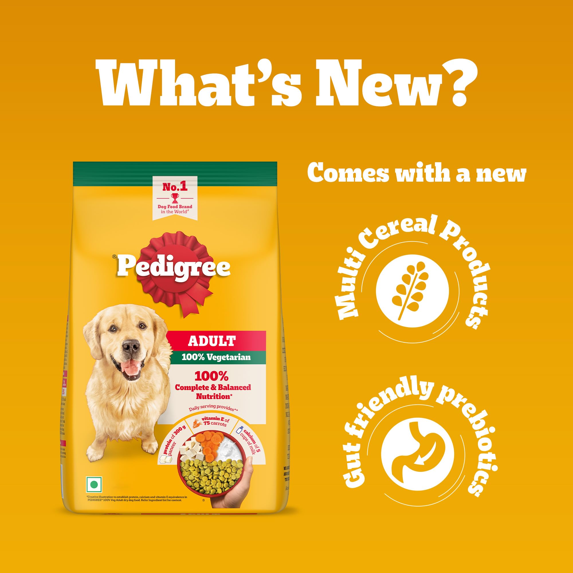 Pedigree Puppy & Adult Vegetarian Dry Dog Food 1kg with Protein & Calcium 1