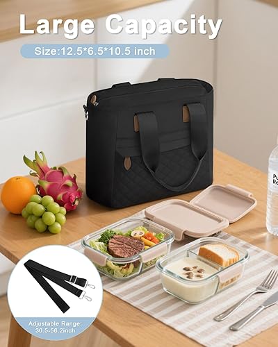 Miniatura 5 de Lonchera térmica para mujeres y hombres, lonchera térmica grande para mujeres con correa extraíble para el hombro, bolsas de almuerzo reutilizables