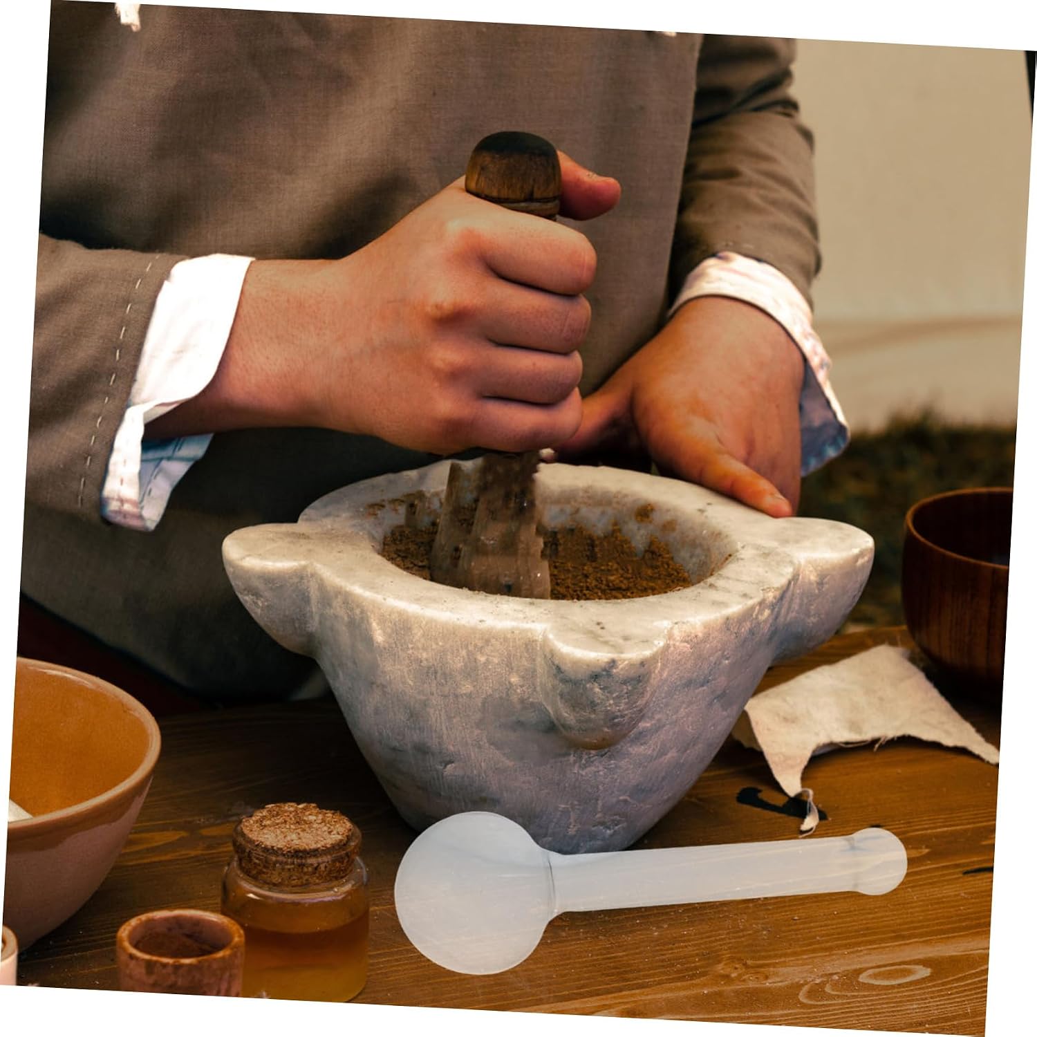 LABRIMP Transparent Grinding Pestle for Paints and Minerals High-Temperature Resistant Multi-Functional Muller Tool Non-Slip Grip for Mixing and Grinding Design