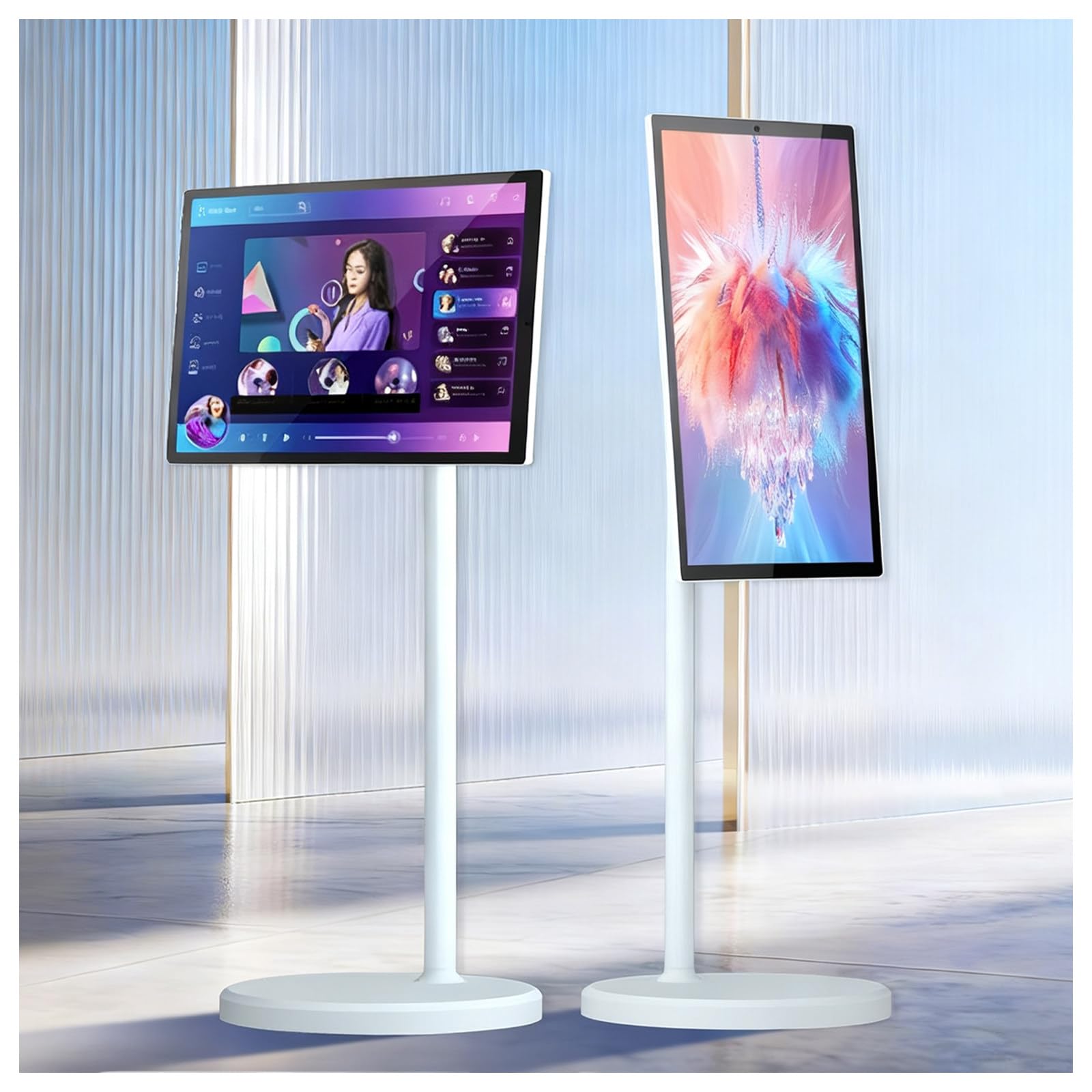 21,5/24/27/32 Pulgadas TV con Pantalla Táctil,Monitor Móvil Portátil con Pantalla Táctil Inteligente con Cámara De 8mp/13mp,TV Móvil Inteligente,para Entretenimiento En El 24IN-4+64GB