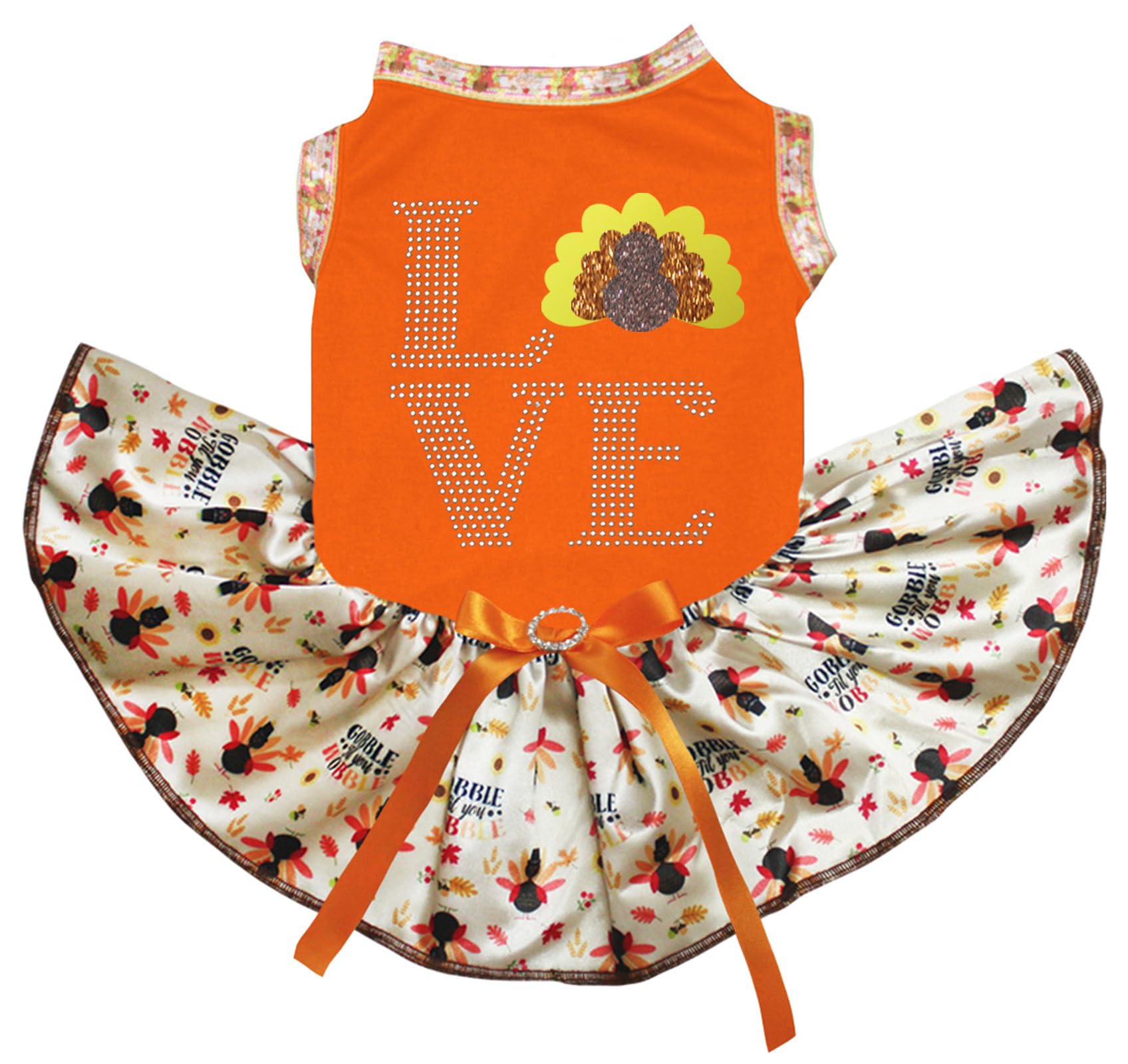 Robe pour chiot avec strass XXL orange idéale pour fêter Thanksgiving avec son chien