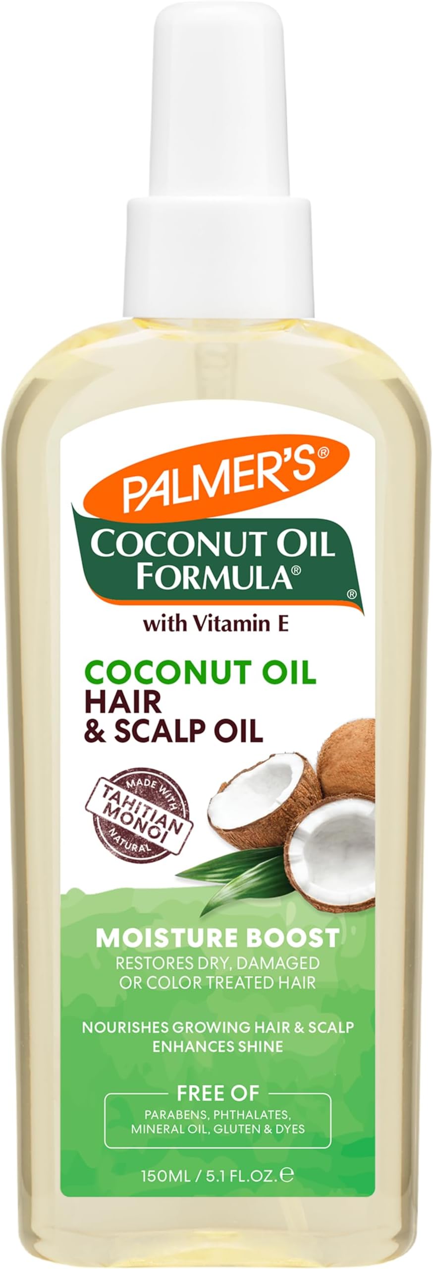 Coconut Oil Formula® with Vitamin E, Moisture Boost, Hair & Scalp Oil, 5.1 fl oz (150 ml), Palmer's
