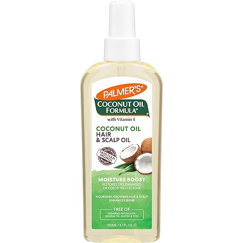 Palmer's Aceite de coco para aumentar la humedad, aceite restaurador para el cabello y el cuero cabelludo, hidratación duradera y brillo para