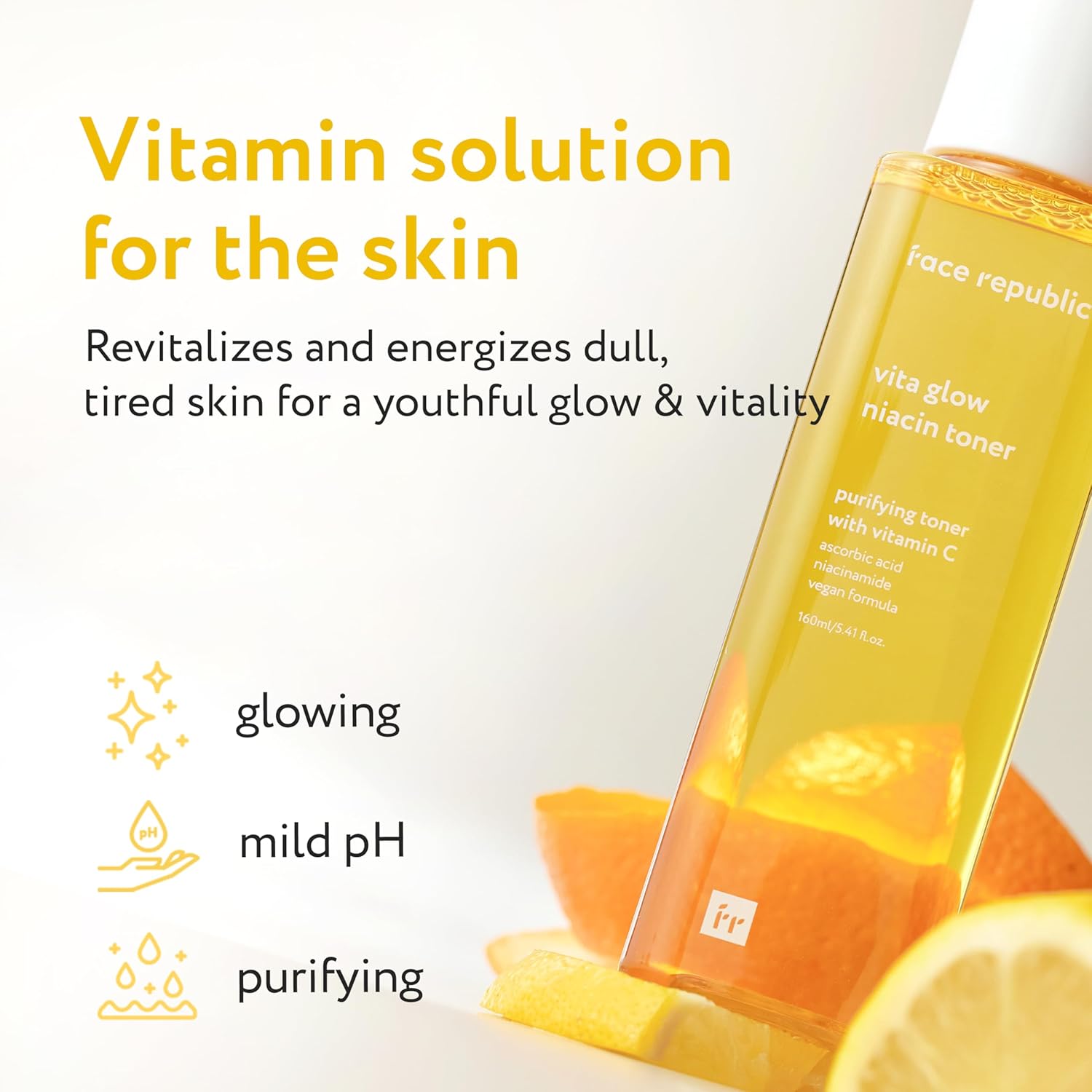 Face Republic Vita Glow Niacin Toner 160ml 5.41 fl oz | Vitamin Complex | Vitalizing & Purifying | Radiant Glow for Dull Skin | 7 Hyaluronic Acids, Vitamin C, Niacinamide | Vegan Korean Skincare - Image 2