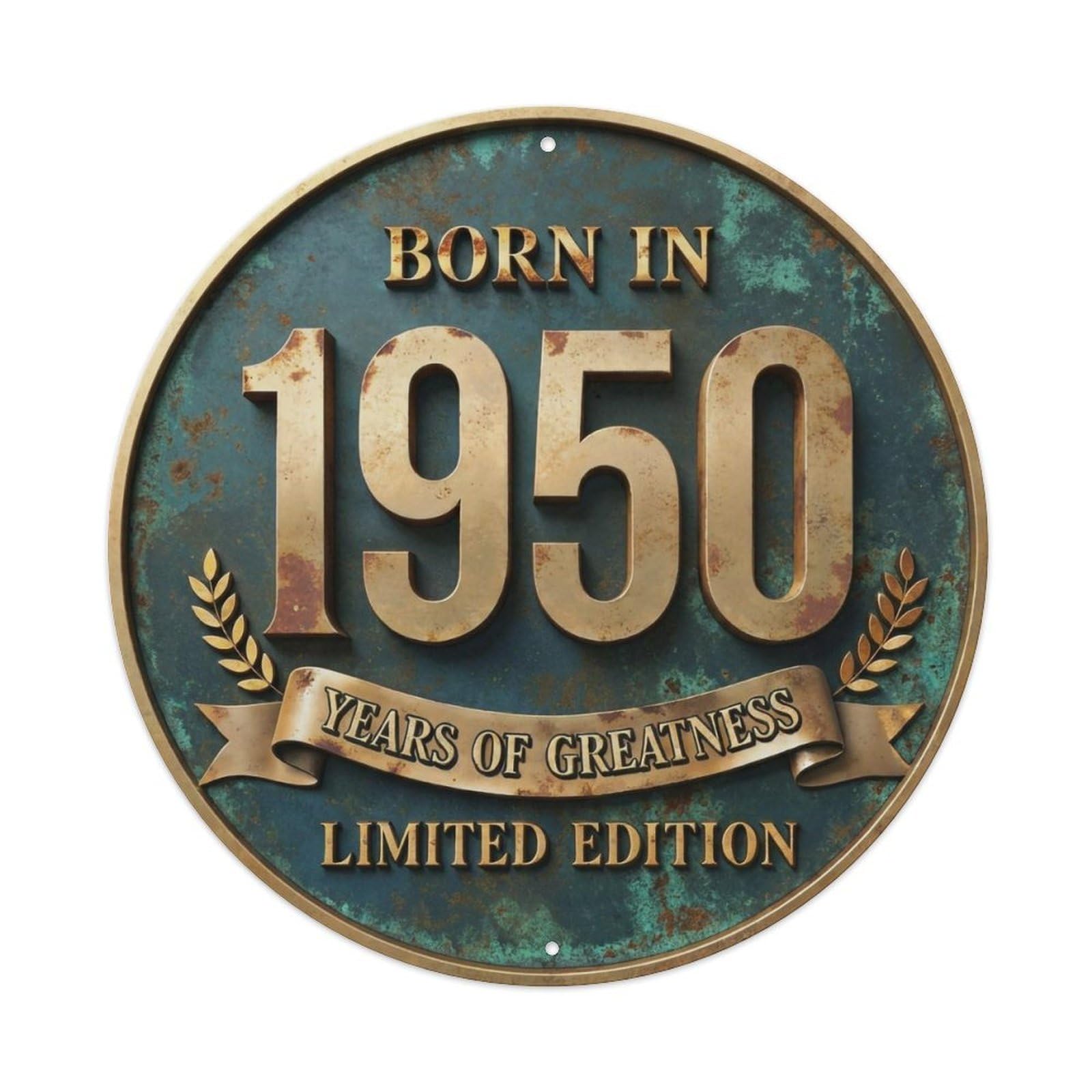 Okahys 8X8inch(20X20cm) Born In 1950 Years Of Greatness Year-Themed Birthday Gift Metal Tin Sign