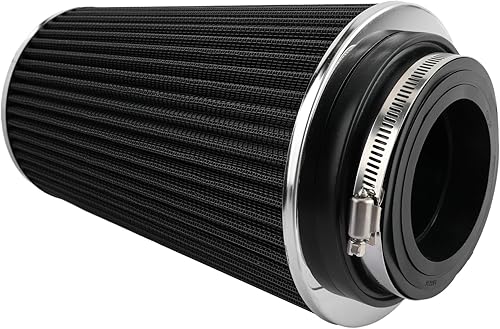 Miniatura 6 de AUTOKAY Filtro de aire universal de abrazadera, redondo, cónico, lavable, de 3 pulgadas/3.5 pulgadas/4 pulgadas ID de brida; 10.6 pulgadas (10.591