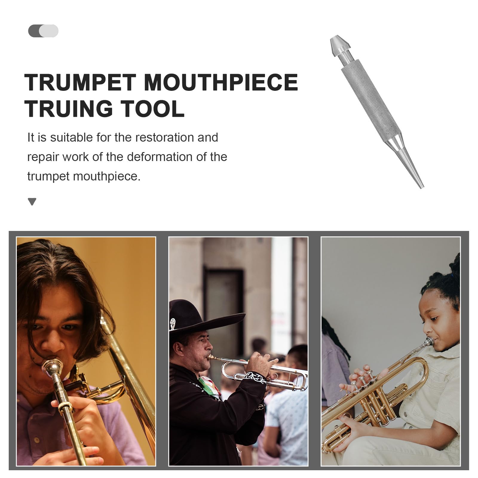Accessoire de Réparation Embouchure Trompette, Outil en Acier Inoxydable Résistant la Rouille, pour Réglage Précis et Usage sur Instruments à Vent