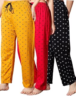 SwellSwag Women's Soft Cotton Printed Pyjama/Track Pant/Lower/Lounge Wear Pack of 3 Price In India