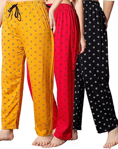 SwellSwag Women's Soft Cotton Printed Pyjama/Track Pant/Lower/Lounge Wear Pack of 3