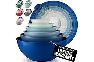 Zulay Kitchen 12-Piece Large Plastic Mixing Bowls with Leak-Proof Lids