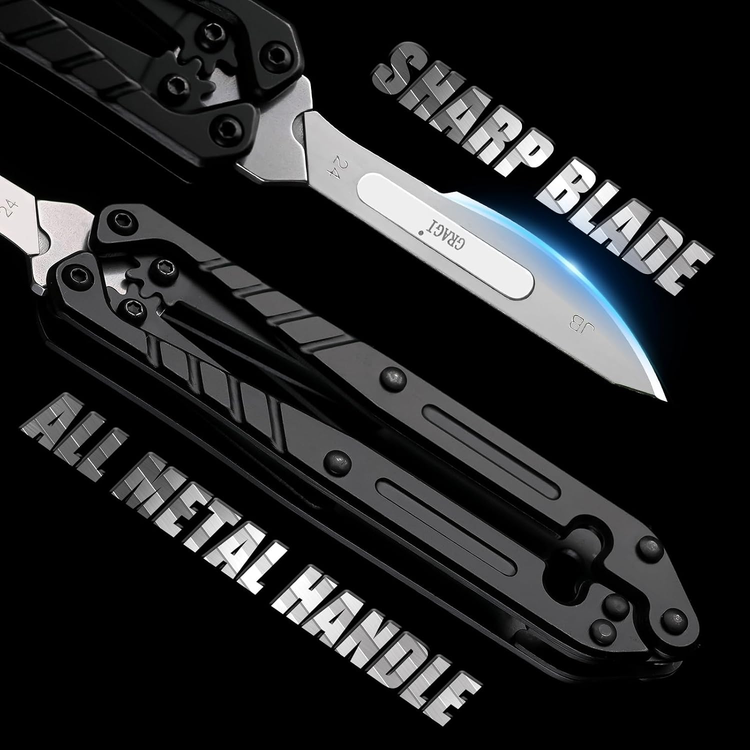 Utility Knife, All-Metal Construction, Stainless Steel Material, a Lightweight EDC Knife, Can Be Used for Unpacking, Paper Cutting, and Fruit Slicing, an Great Gift (Silvery)