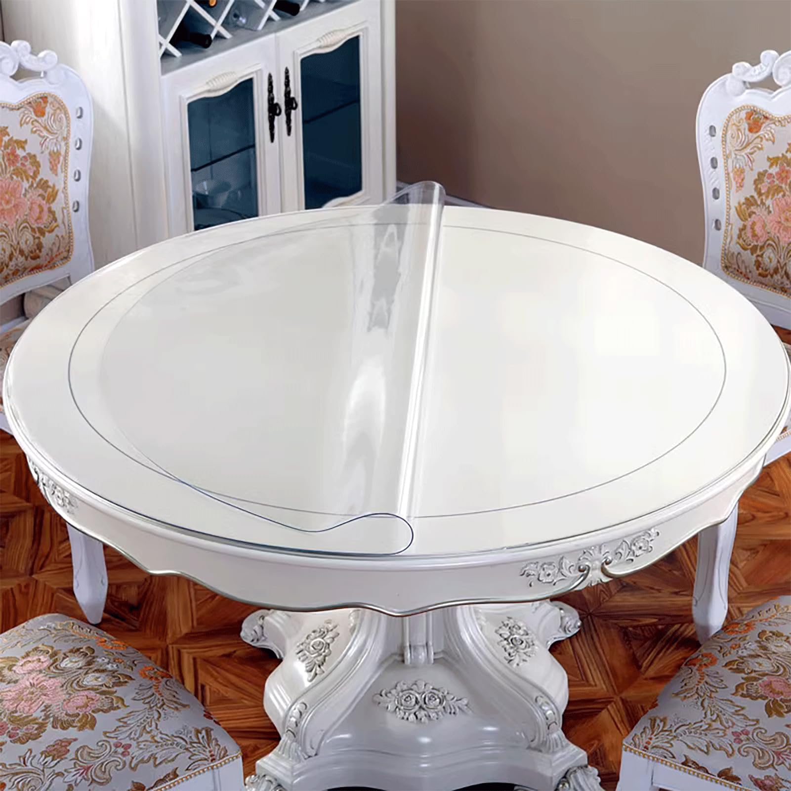 Round Clear Tablecloth PVC Transparent Table Protector Dining Tables 1mm thick Heat Resistant Wipeable Waterproof Desk mat Carpet Floor Protector Office Chair Mat Diameter 75cm/29.25in