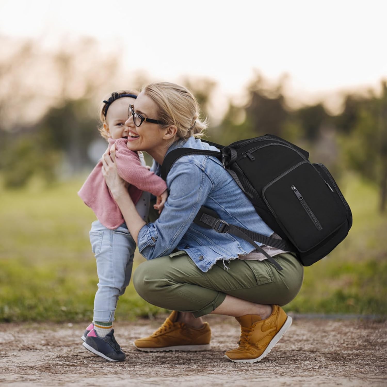 Mancro Backpack Diaper Bag, Waterproof Boy Travel Bag for Dad and Men, Large Multi-Function, Many Pockets, Lightweight, Stylish Diaper Backpack, Black