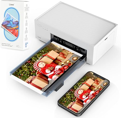 Liene Paquete de impresora fotográfica de 4 x 6 pulgadas (60 piezas + 2 cartuchos de tinta), impresora de imágenes Wi-Fi, impresora fotográfica para
