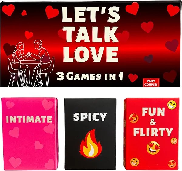 Let's Talk Love - Couples Games for Fun and Romantic Date Night. Perfect Game Gift to Spice up Your Relationship - 3 Games in 1 - Intimate and Spicy Ideas