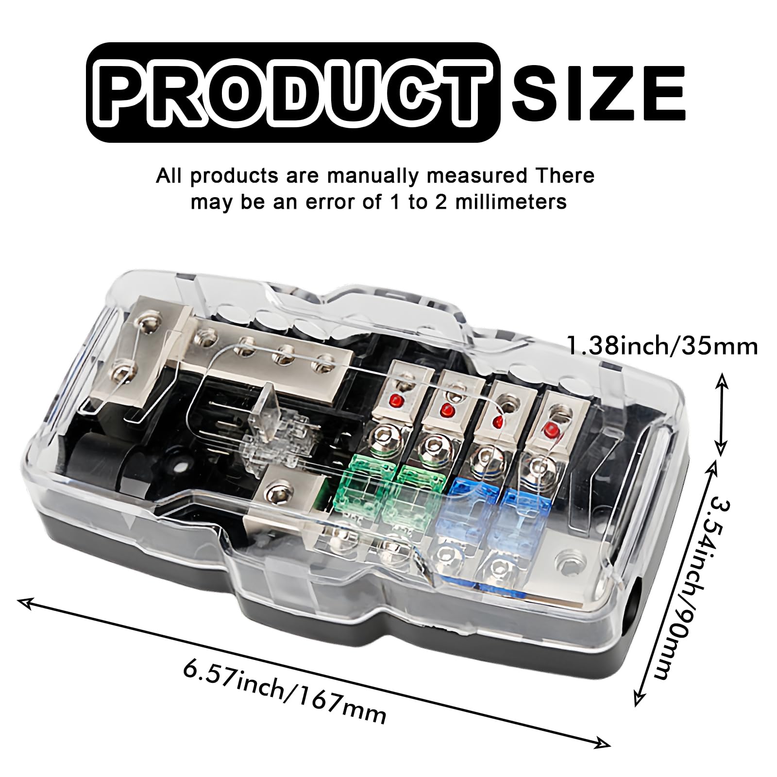 Camper - Blocco di distribuzione per auto, portafusibili con indicatore LED, mini scatola dei fusibili, 4 vie, 30 A, 60 A, stereo, per auto, SUV, camion, barca