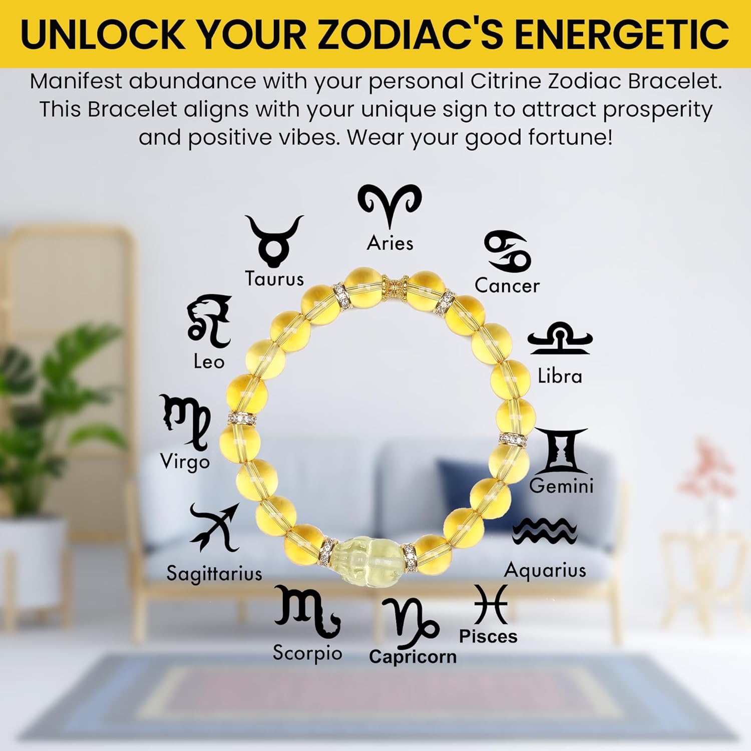 Feng Shui Bracelet,Good Luck Money Bracelet with Natural Citrine & Pixiu Guardian - Zodiac Birthstone Crystal String to Attract Wealth & Positive Energy, Lucky Charm Money Bracelet for Women & Men - Image 2