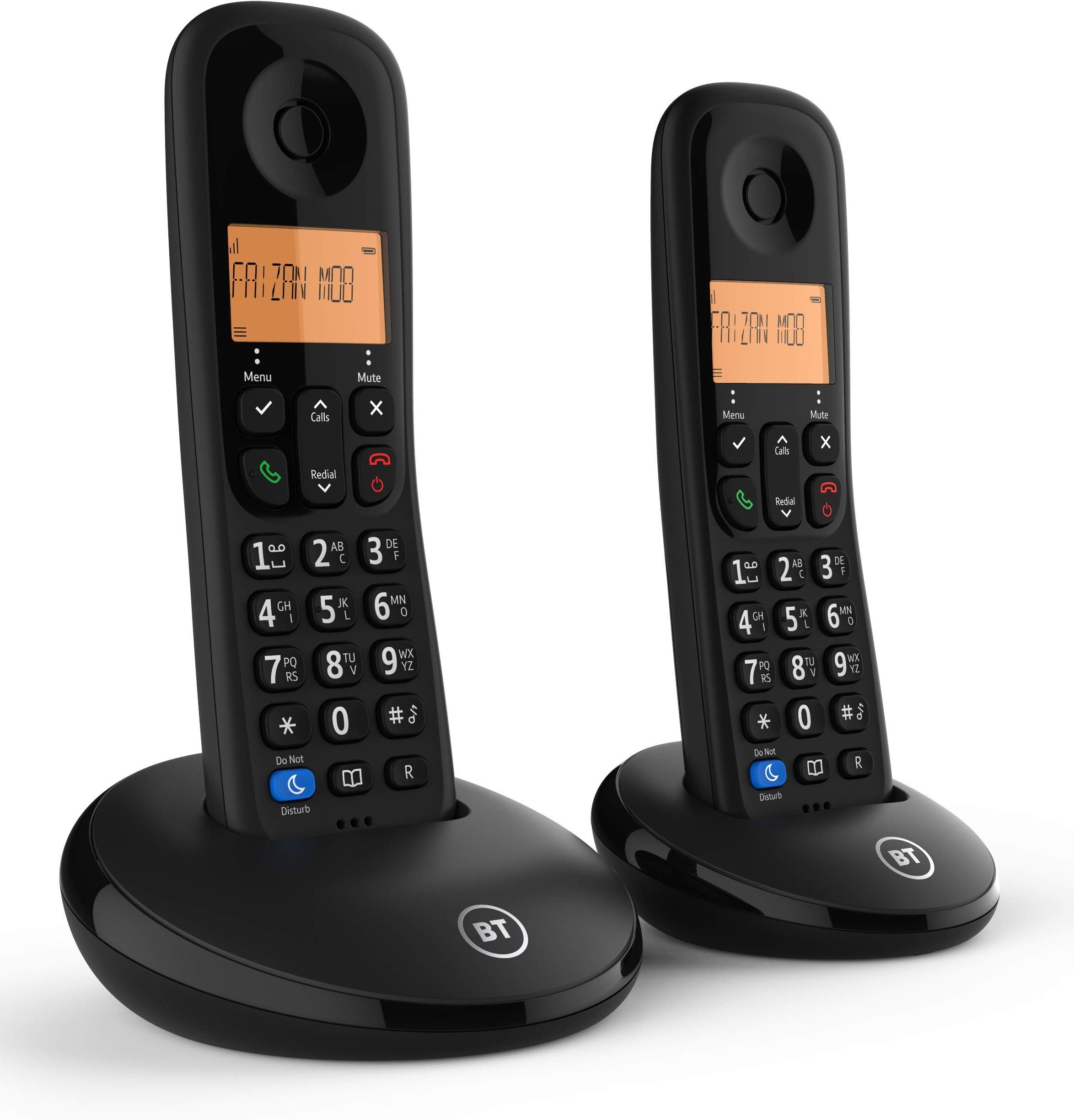BT 90662 Everyday Cordless Home Phone with Basic Call Blocking, Twin Handset Pack, Black