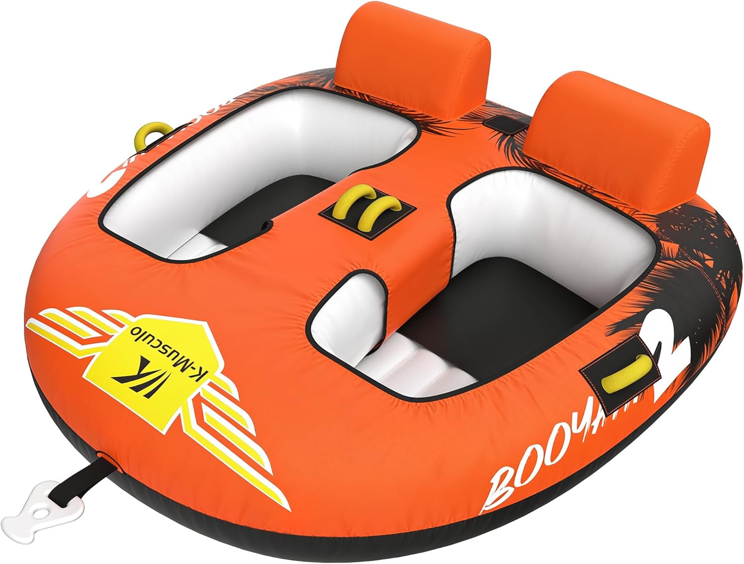 K-Musculo Towable Tubes Heavy Duty Water Tubes - 2 Person 360° wrap, Boat Tubes & Towables, EVA Foam Pads, Drainage, Super Safe Handle, Quick Connector