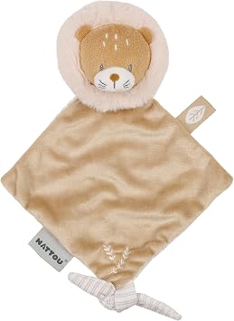 Nattou Mini Soft Toy Polyester Lion for Newborns and Premature Babies Approx. 19 cm Flo, Oli & Ernest, Ernest Brown