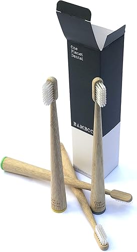 Cepillos de dientes de bambú biodegradables | Cerdas de plantas duras, suaves/medianas | Vegano | Cepillo de dientes sin plástico | Embalaje