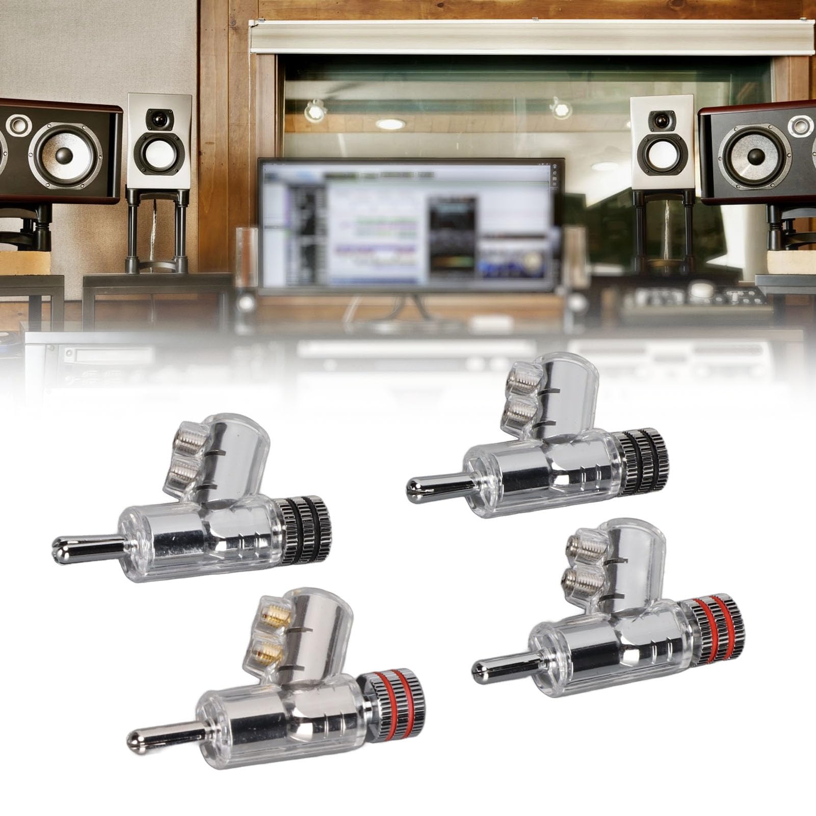 Wakects Locking Banana Connectors, Rhodium Plated 4-Pack