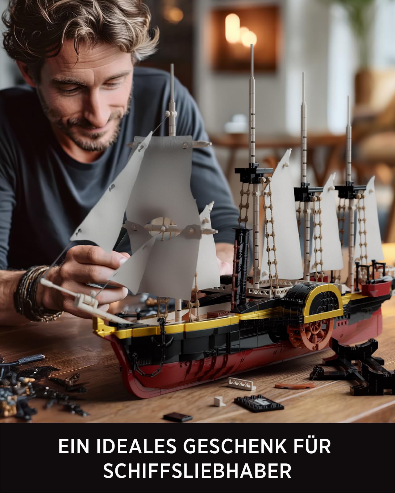 Nifeliz Schiff Great Western Dampfschiff Klemmbausteine für Erwachsene, Dekoratives Modellbausatz Sammlerstück zur Ausstellung und Sammlung, Geschenk für Schiffsenthusiasten (1.948 Teile, NF10346)