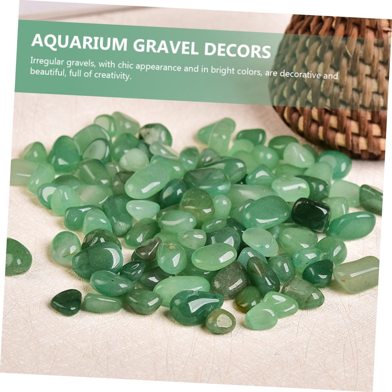 Natural Aventurine Gravel Decorative Rocks 7-9mm 2lb Aquarium Gravel Fish Tank Landscaping Stones for Aquarium Supplies and Fish Tank Decor