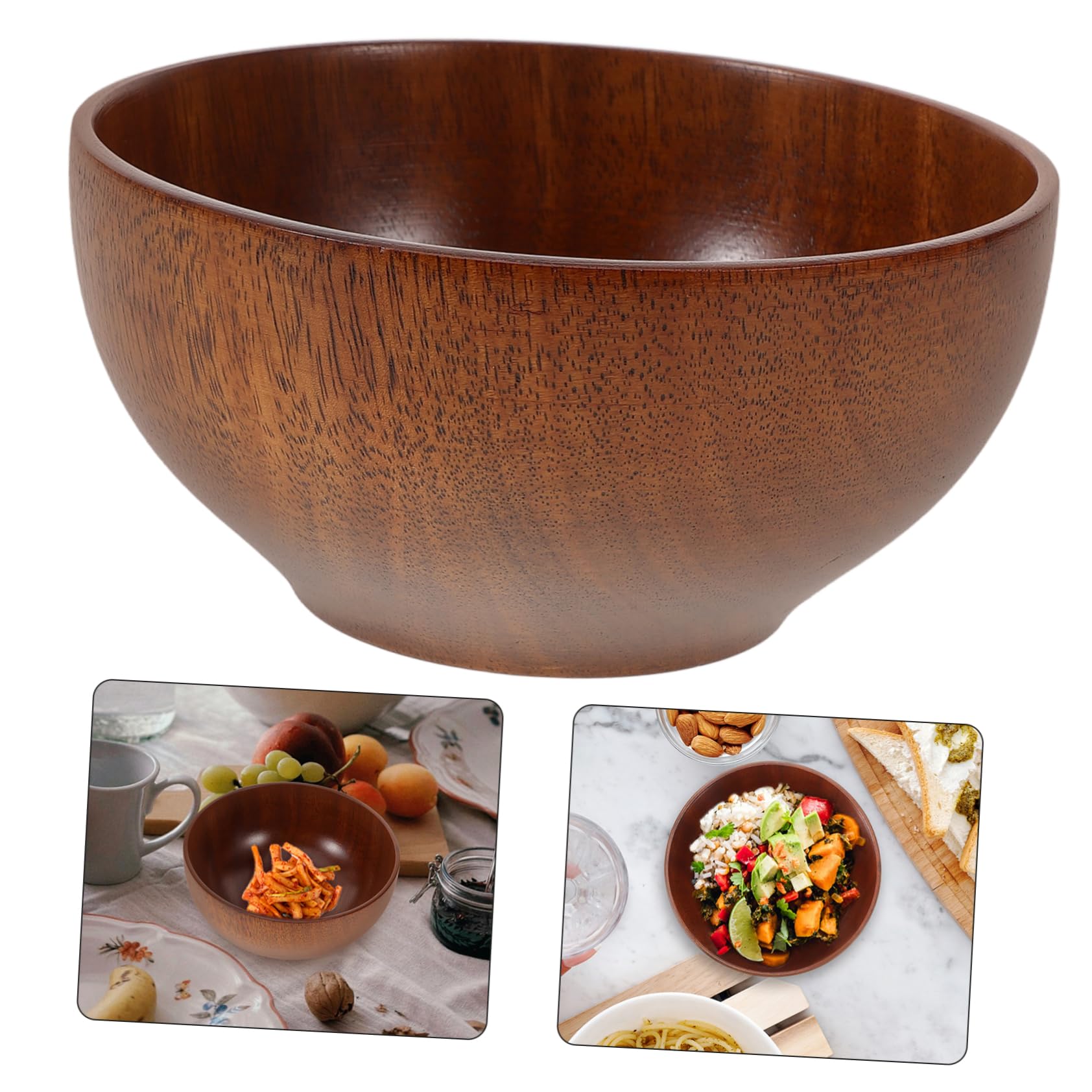 MAGICLULU 2 Ensaladeras De Madera Para Frutas Cuencos De Madera Para Servir Fruteros Para Encimera De Cocina Cuencos De Para Ensalada Cuenco De Sopa De Cuenco Para Servir