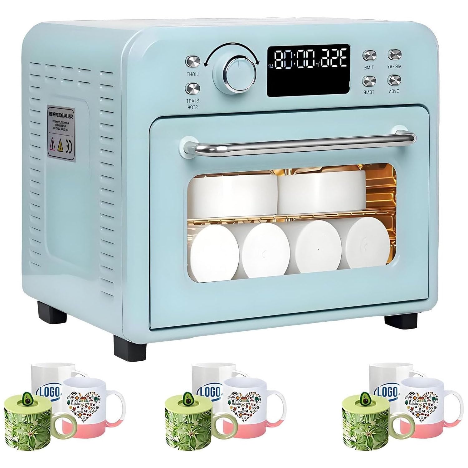 GLBMXDD Blue Sublimation Oven Machine with Digital Display,Rapid Heating, Intuitive Operation, for Sublimation Blanks Tumblers Mugs Cups Water Bottles Bulk Transfer 16L