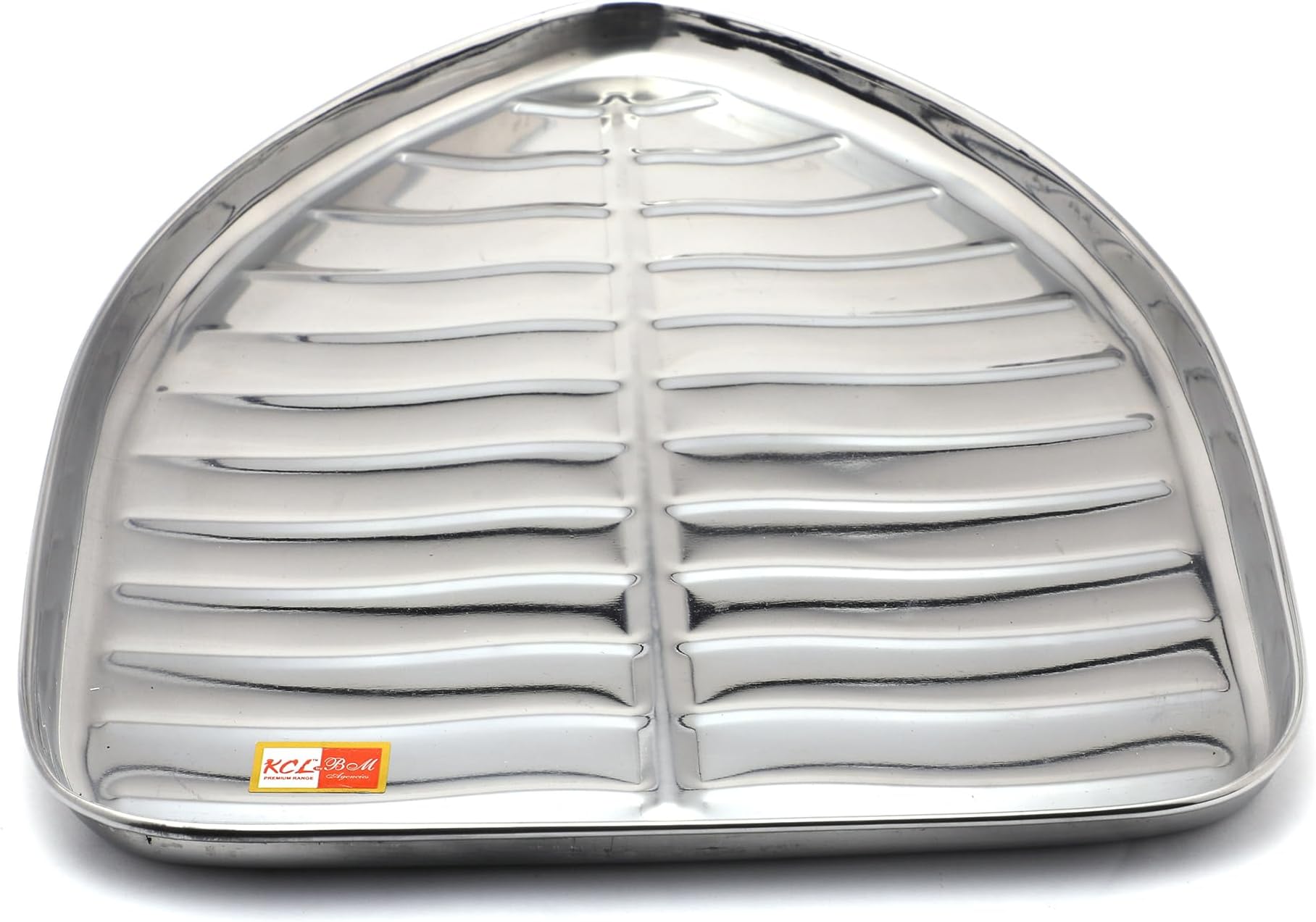 KCL Stainless Steel Leaf Shaped Banana Plates/Dinner Plates/Lunch Plates- 1 Unit (Diameter -21 Cms)