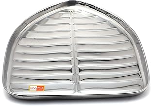 KCL Stainless Steel Leaf Shaped Banana Plates/Dinner Plates/Lunch Plates- 1 Unit (Diameter -21 Cms)