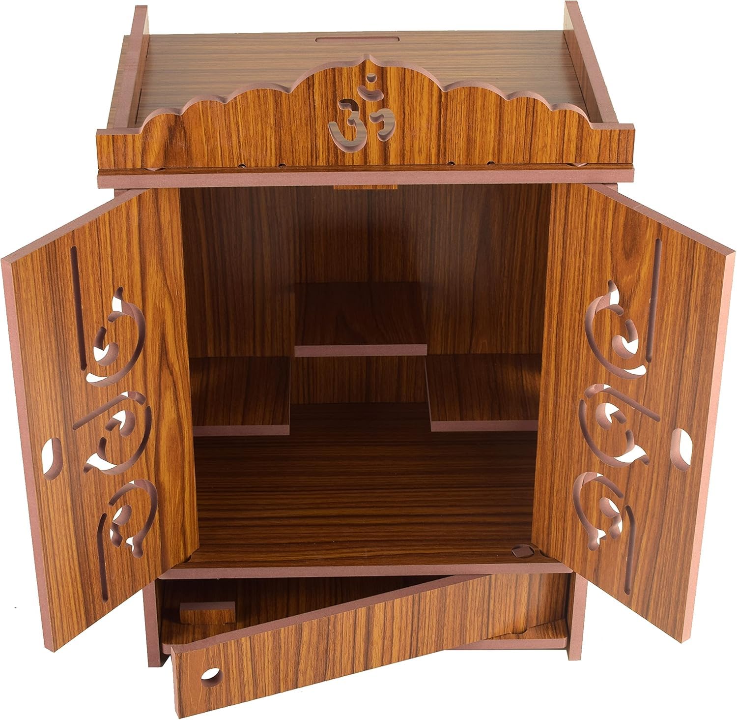 Webelkart Tempio in legno realizzato a mano con porte e scatola portaoggetti | Pooja Mandir da appendere alla parete per casa e ufficio | Spazioso design Puja Ghar – 71,1 cm di altezza